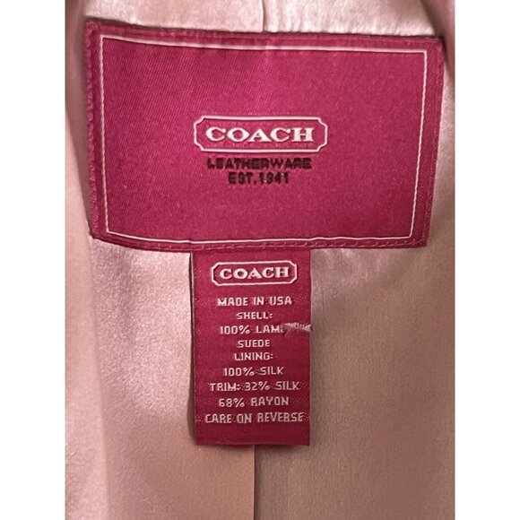 Coach 1941 Lambskin Suede Silk Lining Tuxedo Style Women's Blazer Jacket Size 8 - Picture 6 of 12